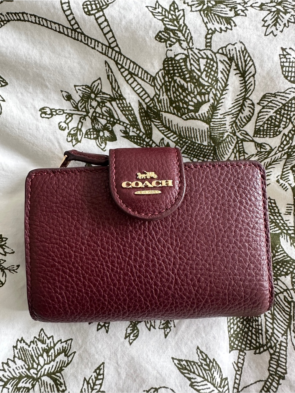 Coach Pebbled Leather Wallet - Wine